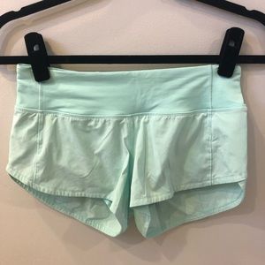 Mint Blue Lululemon Athletica Speed Shorts